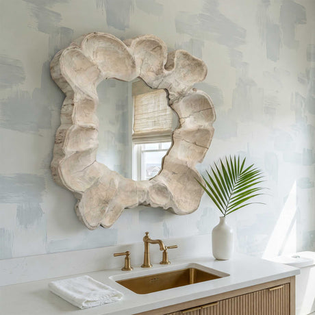Ariadne Round Mirror Woodtone - Beige by Uttermost - View 2