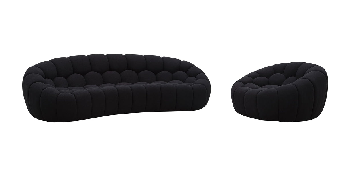 Divani Casa Yolonda - Modern Curved Black Fabric Sofa Set | VIG - Home Elegance USA