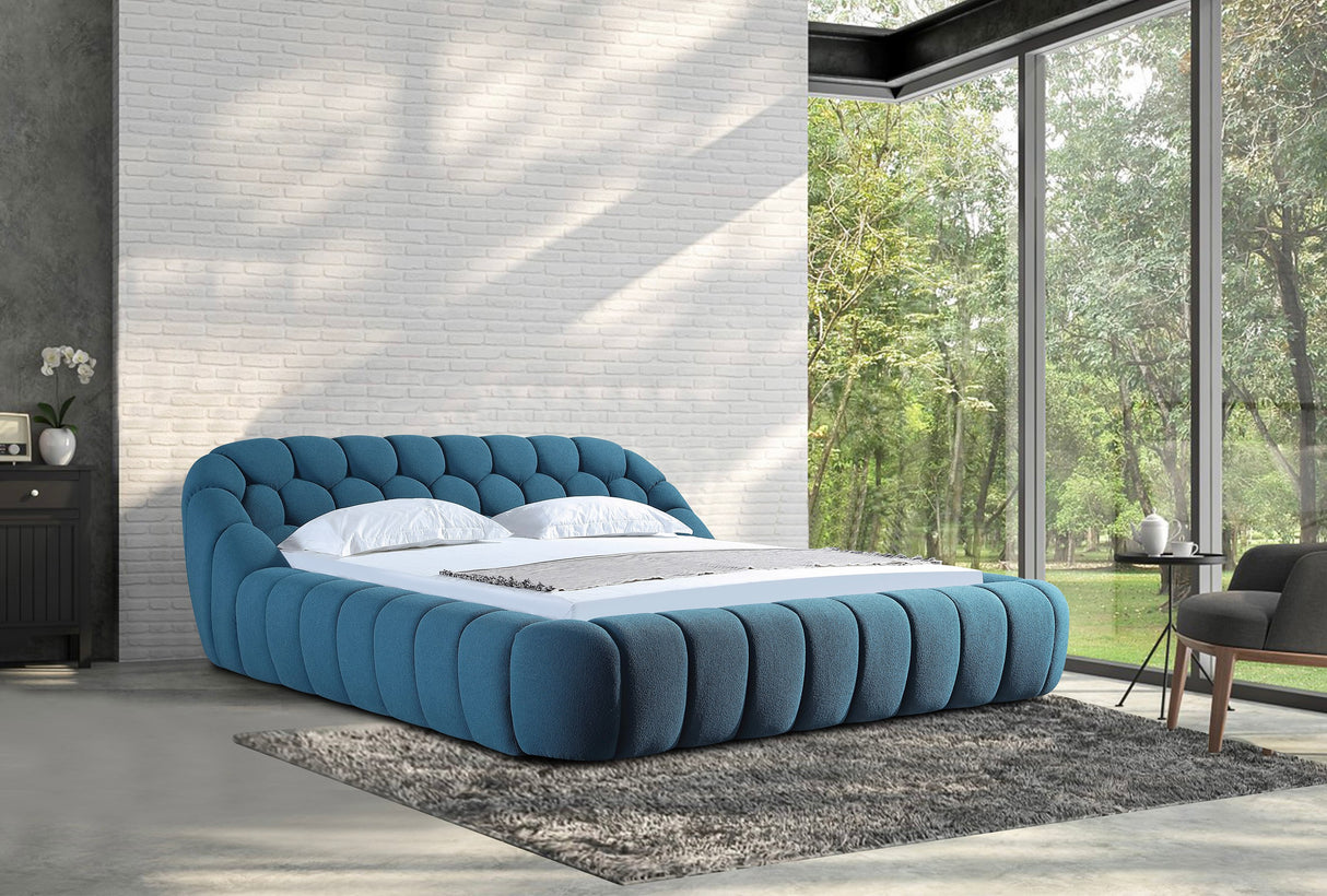 Eastern King Yolonda - Modern Dark Teal Fabric Bed - View Image 1