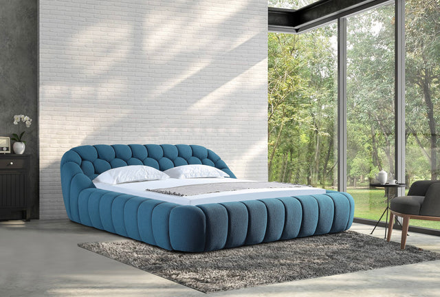 Eastern King Yolonda - Modern Dark Teal Fabric Bed - View Image 1