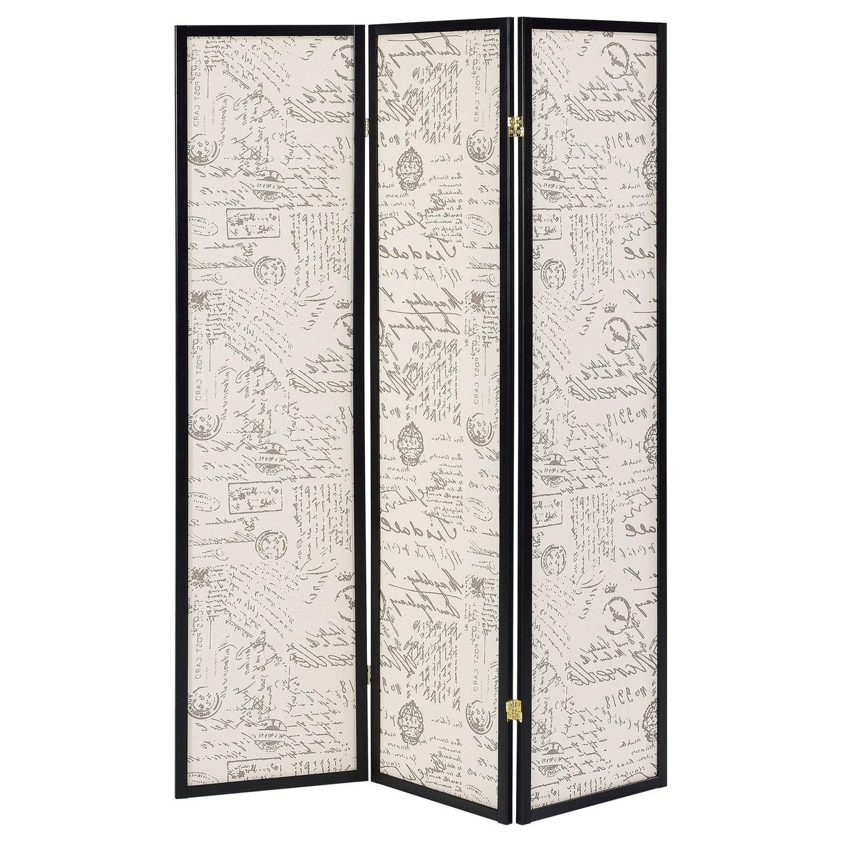 Felice 3 - panel French Script Print Folding Screen Espresso - 900074 - image - 3