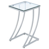 Side Table - Cayden Rectangular Top Accent Table Chrome and Clear