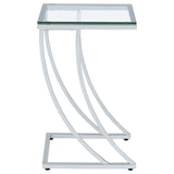 Side Table - Cayden Rectangular Top Accent Table Chrome and Clear