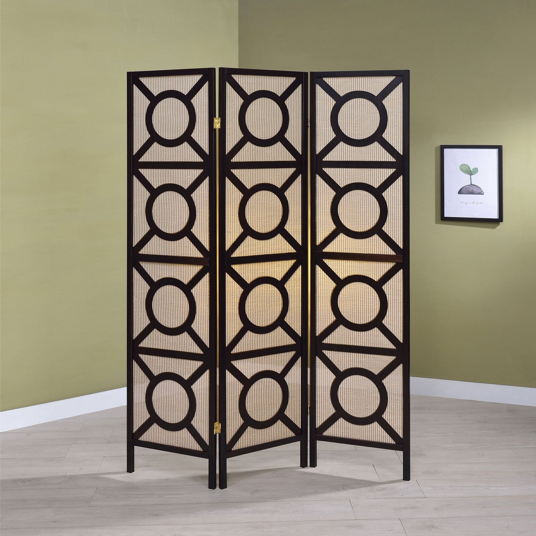 Vulcan 3 - panel Geometric Folding Screen Tan and Cappuccino - 900090 - image - 2