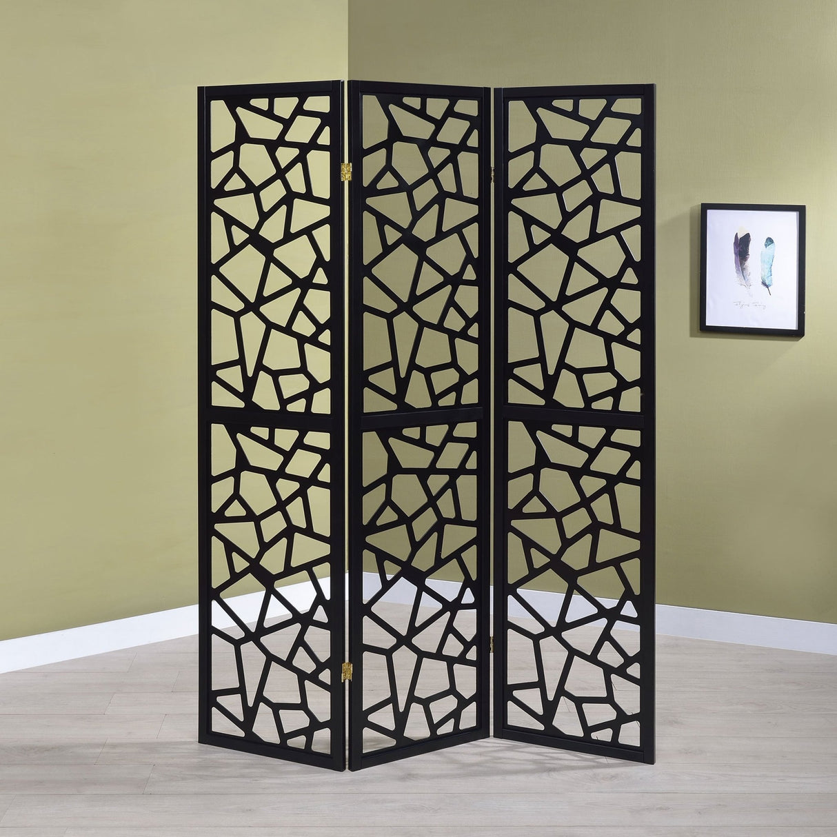 Nailan 3 - panel Open Mosaic Pattern Room Divider Black - 900092 - image - 2