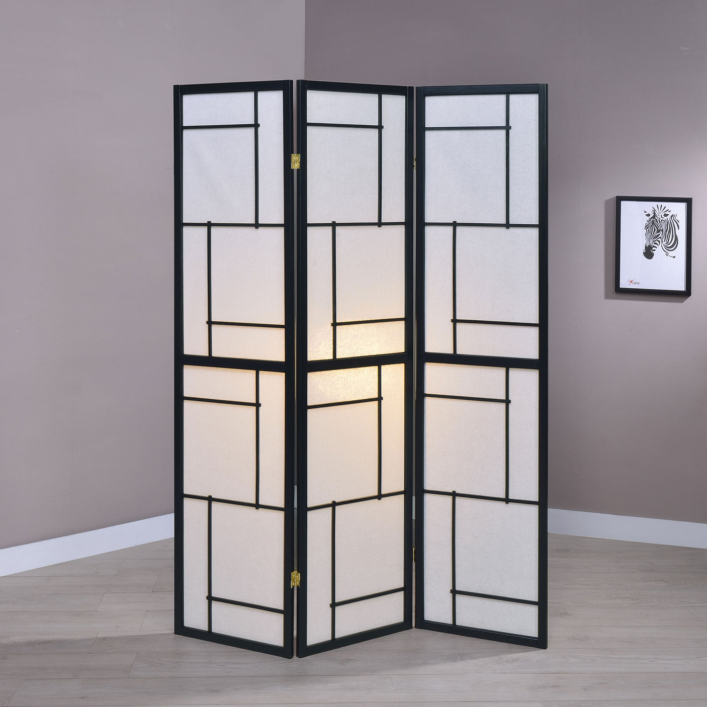 3 Panel Room Divider - Damis 3-panel Folding Floor Screen Black and White