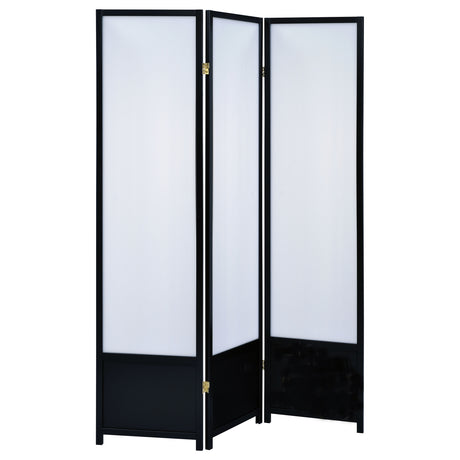 3 Panel Room Divider - Calix 3-panel Folding Floor Screen Translucent and Black