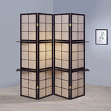 Iggy 4 - panel Folding Screen with Removable Shelves Tan and Cappuccino - 900166 - image - 2