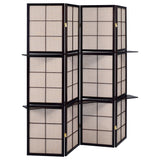 Iggy 4 - panel Folding Screen with Removable Shelves Tan and Cappuccino - 900166 - image - 1