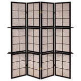 Iggy 4 - panel Folding Screen with Removable Shelves Tan and Cappuccino - 900166 - image - 4