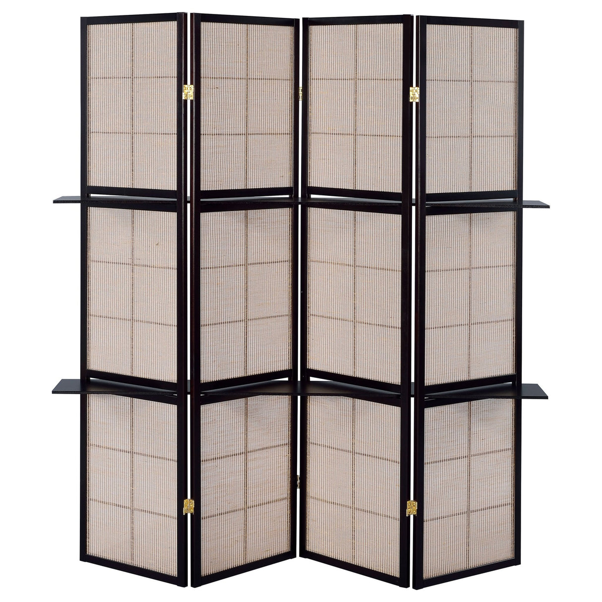 Iggy 4 - panel Folding Screen with Removable Shelves Tan and Cappuccino - 900166 - image - 5