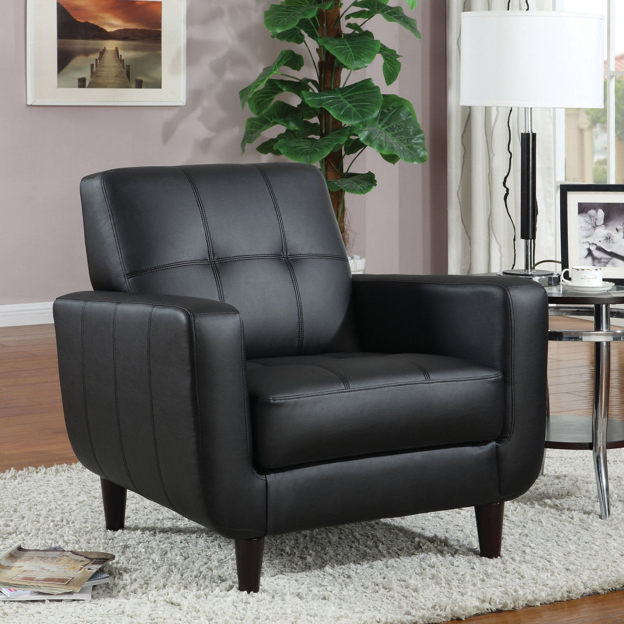 Accent Chair - Aaron Padded Seat Accent Chair Black - Accent Chairs - 900204 - image - 2