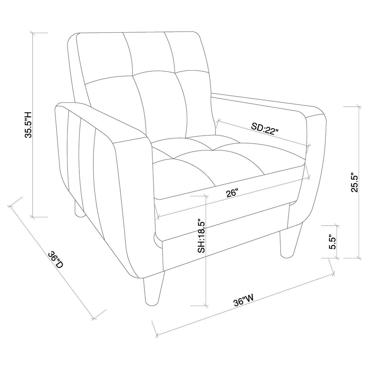 Accent Chair - Aaron Padded Seat Accent Chair Black - Accent Chairs - 900204 - image - 4