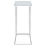 Side Table - Stella Glass Top Accent Table Chrome and White