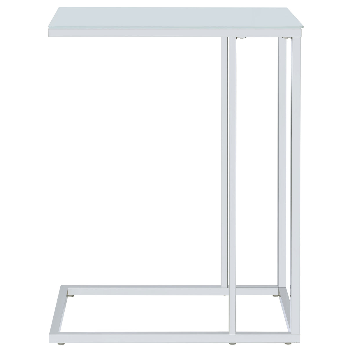 Side Table - Stella Glass Top Accent Table Chrome and White
