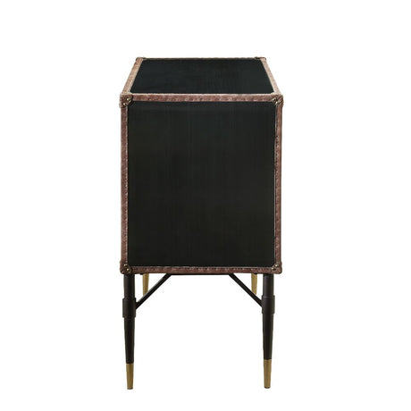 Brancaster Console Cabinet 90030 Top Grain Leather & Aluminum | Acme | Home Elegance USA