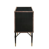 Acme - Brancaster Console Cabinet 90030 Top Grain Leather & Aluminum