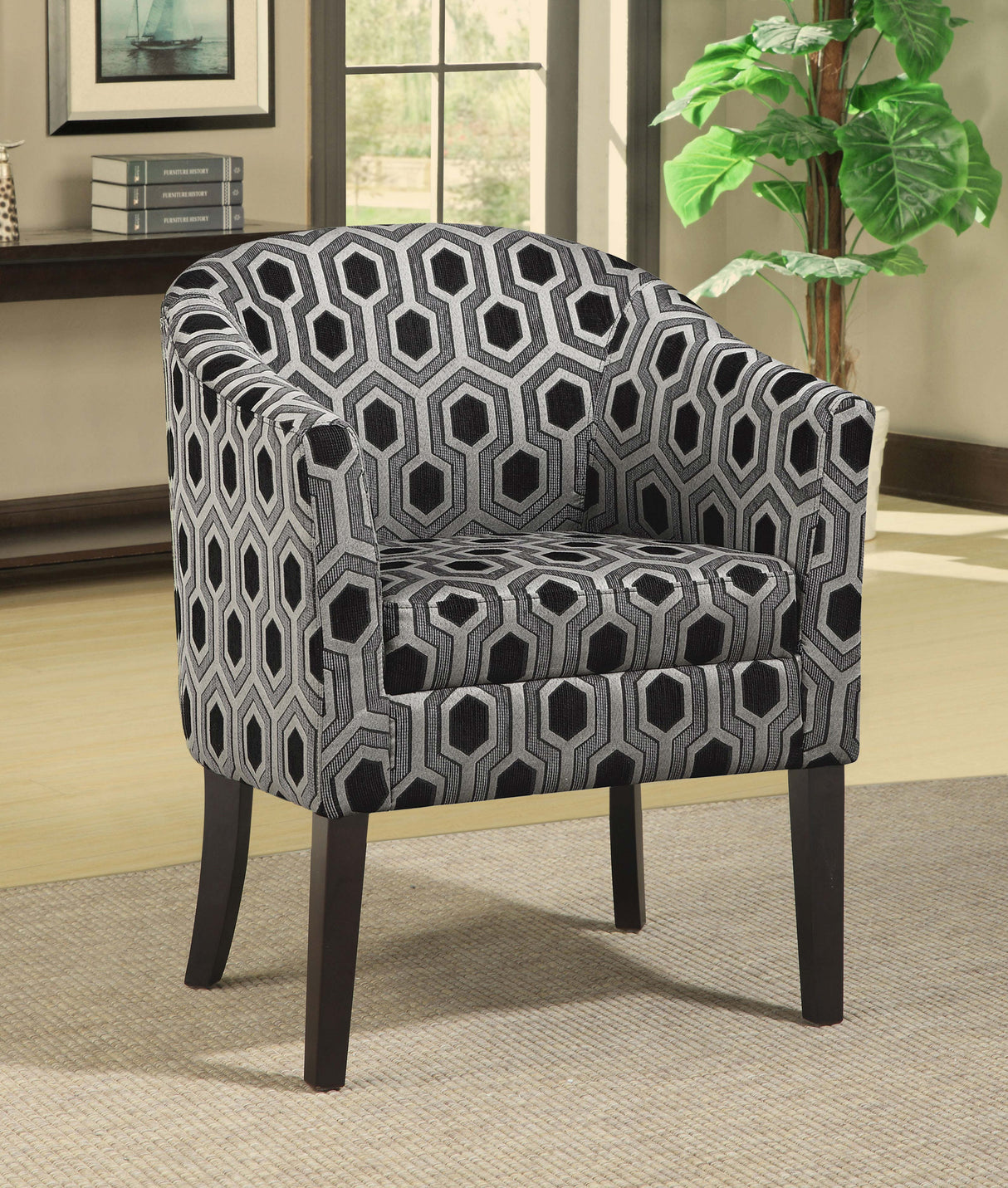 Accent Chair - Jansen Hexagon Patterned Accent Chair Grey and Black