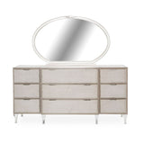 Camden Court Storage Console - Dresser & Oval Mirror In Pearl - 9005050 - 60 - 126 | Aico - 9005050 - 60 - 126 - Home Elegance USA - 2