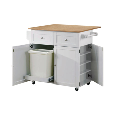Kitchen Cart - Jalen 3-door Kitchen Cart with Casters Natural Brown and White