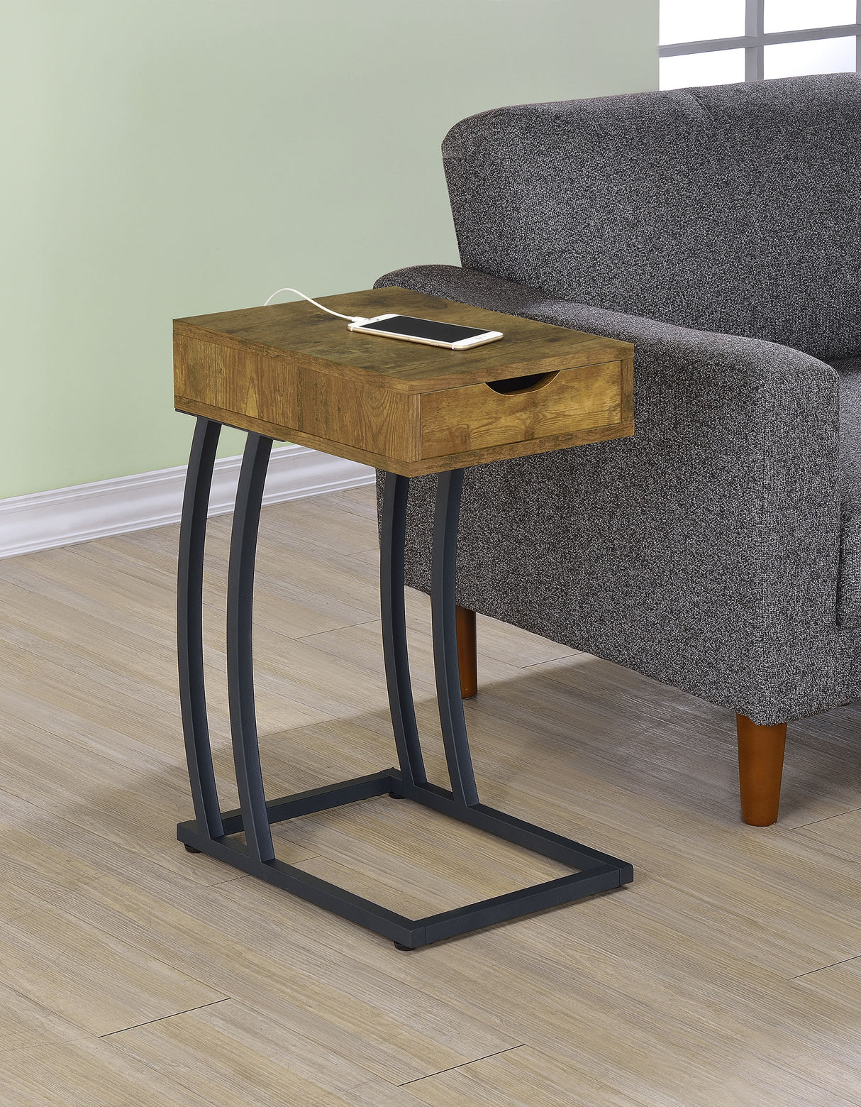 Side Table - Troy Accent Table with Power Outlet Antique Nutmeg