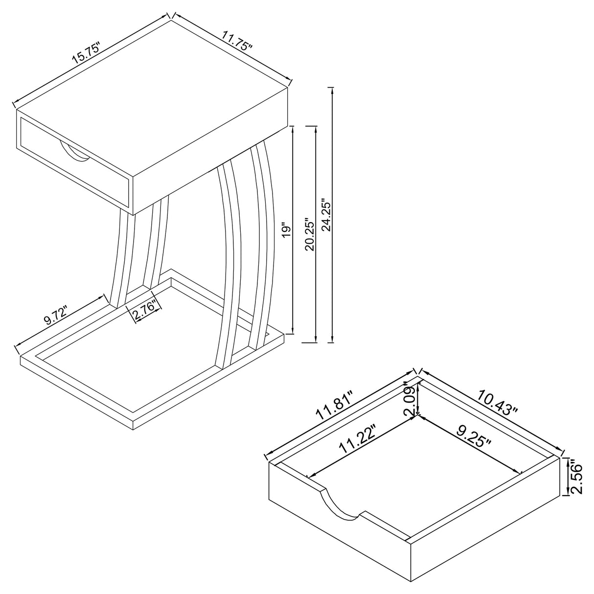 Side Table - Troy Accent Table with Power Outlet Cappuccino