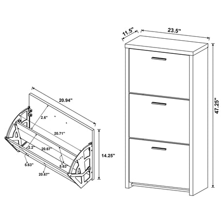 Shoe Cabinet - Vivian 3-drawer Shoe Cabinet Black