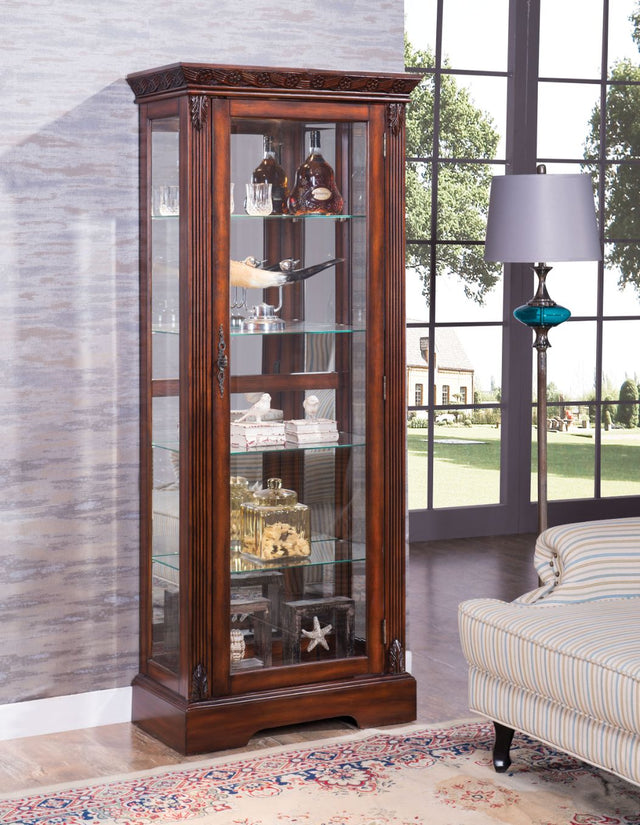 Addy Curio Cabinet 90062 Cherry Finish | Acme - 90062 - Home Elegance USA - 1