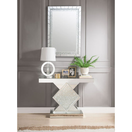 Acme - Nysa Console Table 90068 Mirrored & Faux Crystals