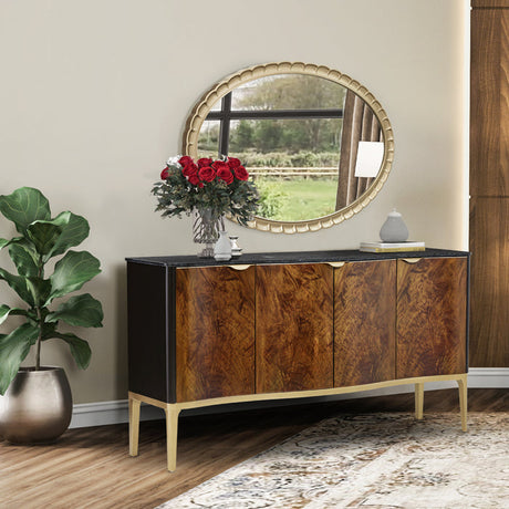 Aico Furniture Malibu Crest Sideboard In Crotch Mahogany 9007007-411 Home Elegance USA