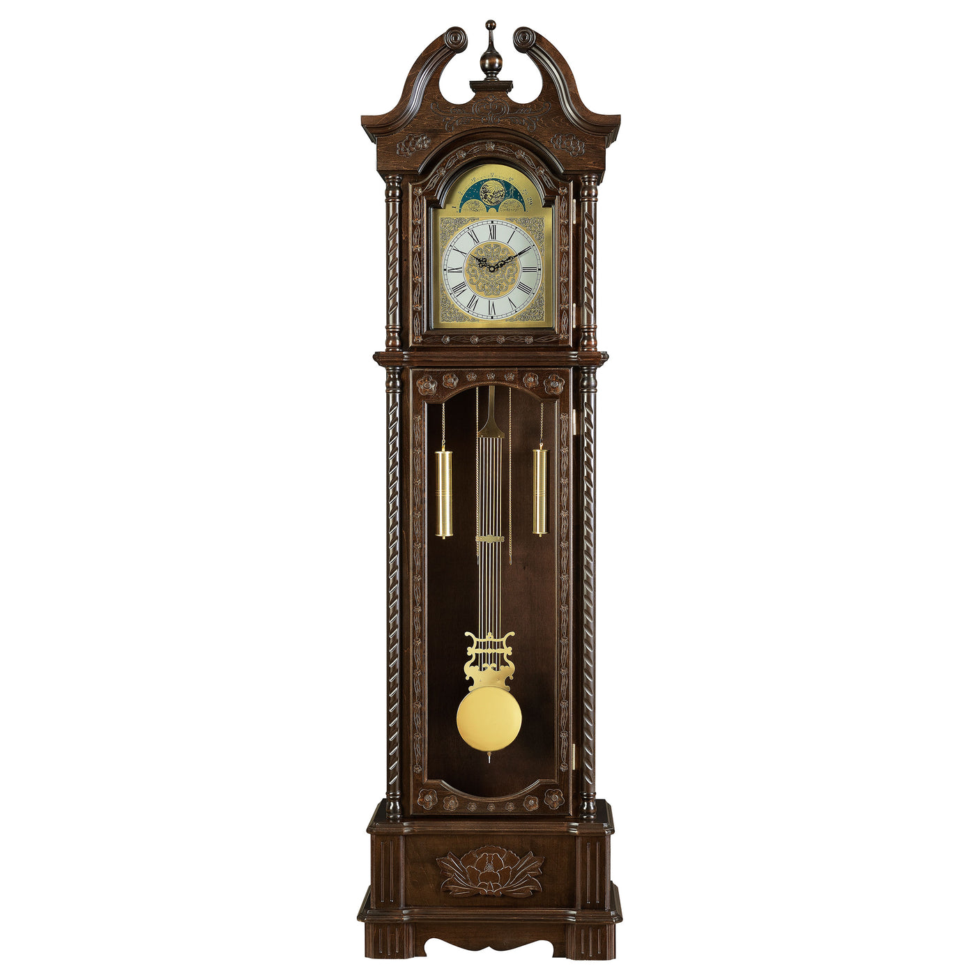 Grandfather Clock - Cedric Grandfather Clock with Chime Golden Brown