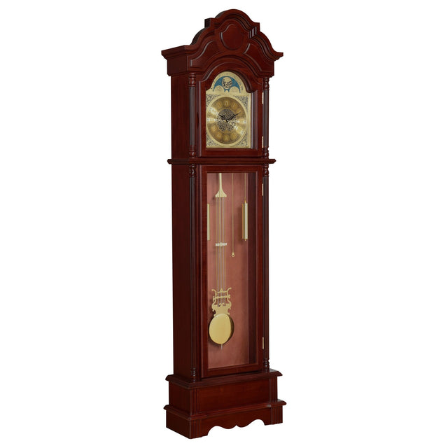 Diggory Grandfather Clock Brown Red and Clear | Coaster | Home Elegance USA