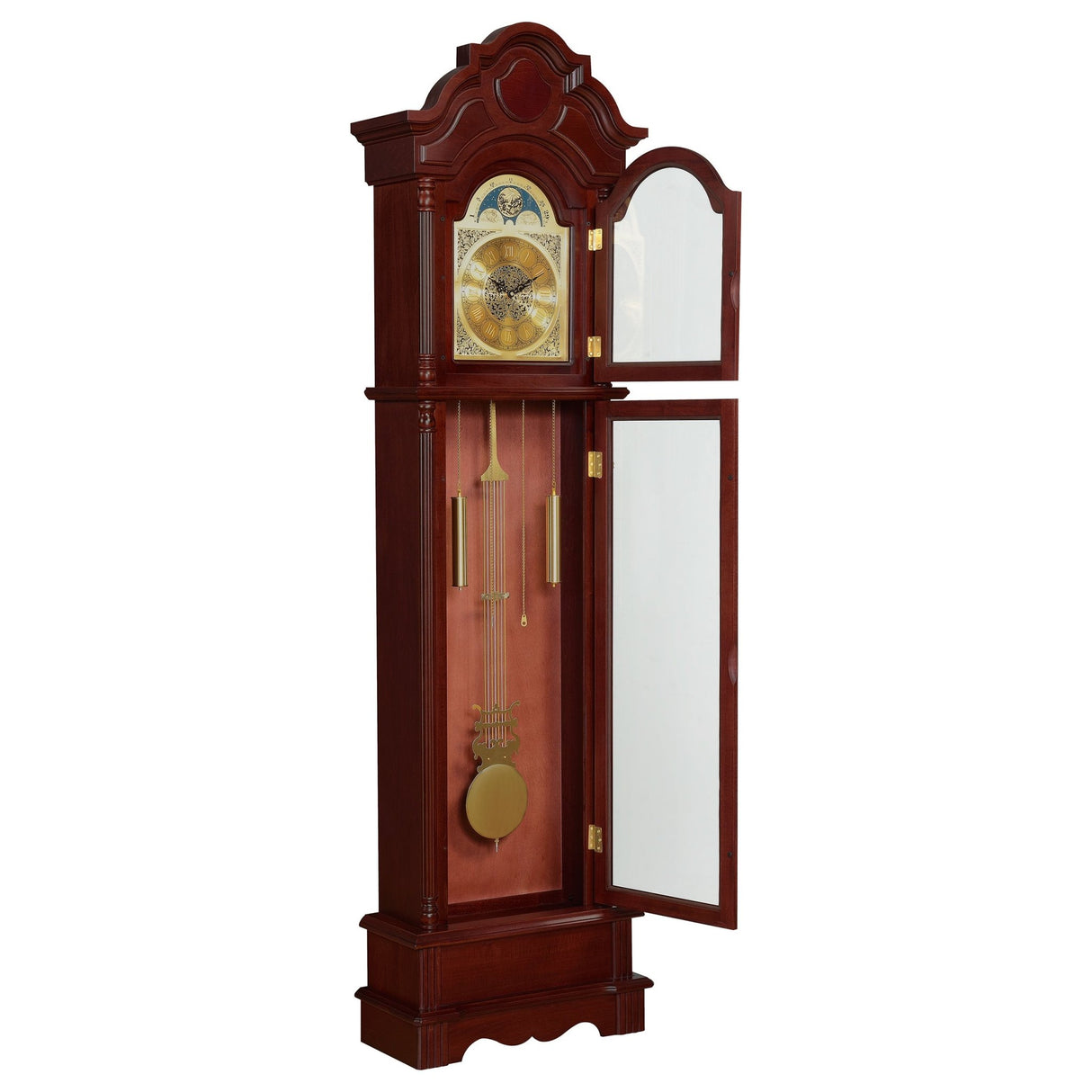 Diggory Grandfather Clock Brown Red and Clear | Coaster | Home Elegance USA