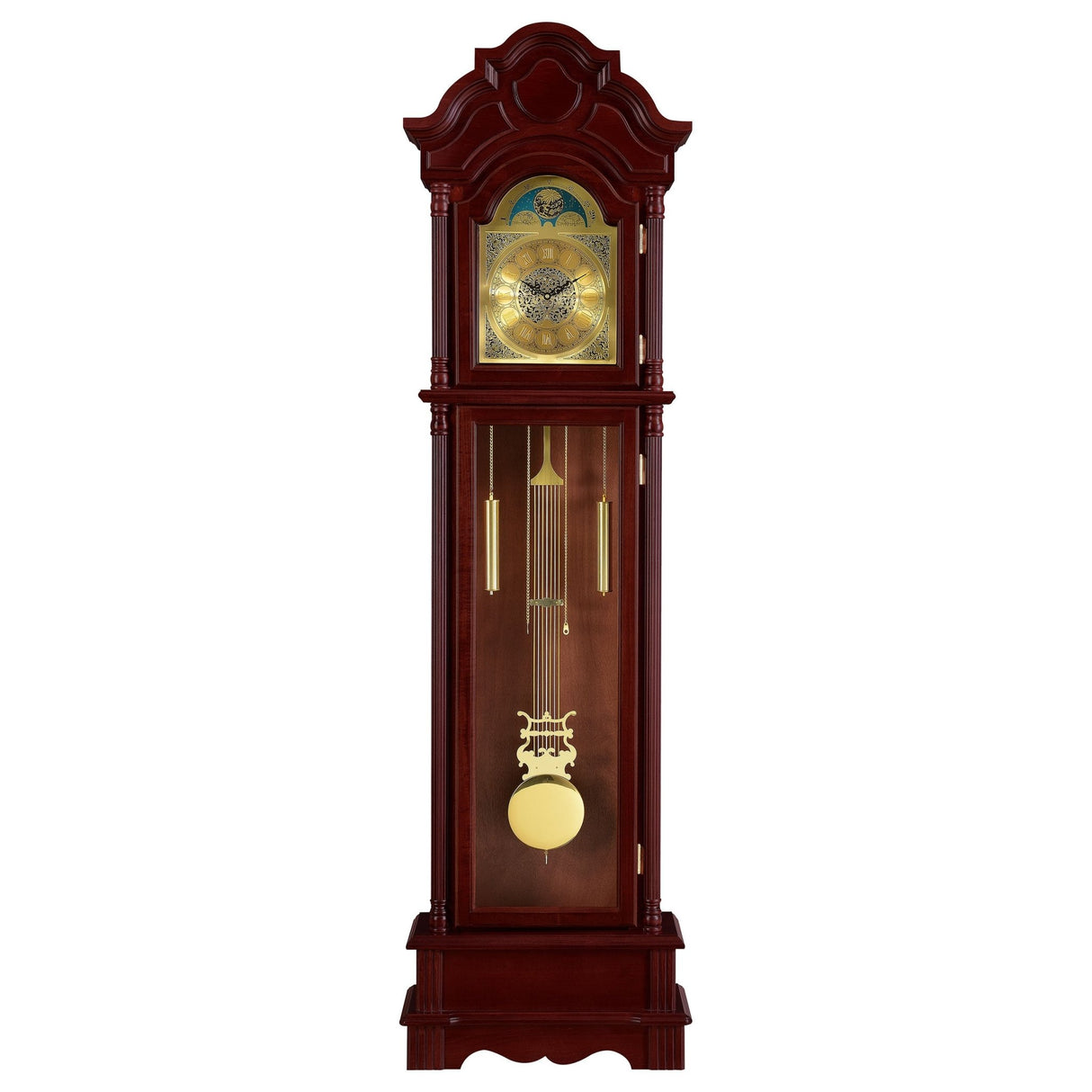 Diggory Grandfather Clock Brown Red and Clear | Coaster | Home Elegance USA