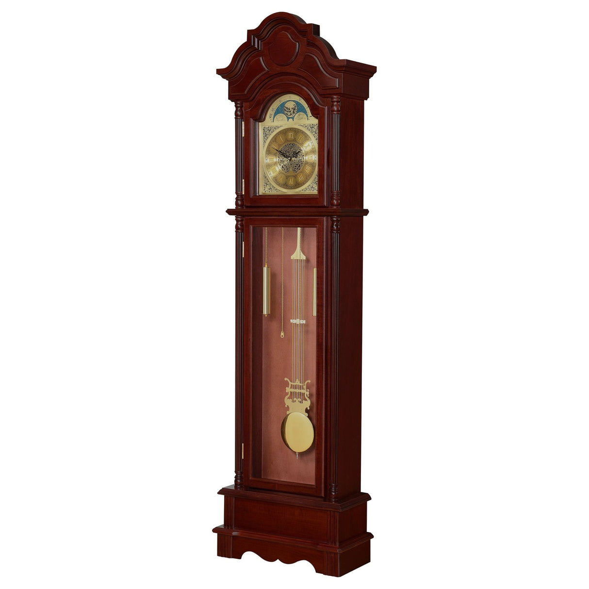 Diggory Grandfather Clock Brown Red and Clear | Coaster | Home Elegance USA