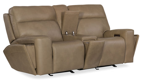 Riverton Power Gliding Console Loveseat With Power Headrest/Lumbar - Light Brown by Hooker Furniture - View 7