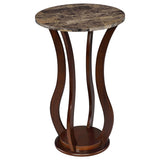 Side Table - Elton Round Marble Top Accent Table Brown