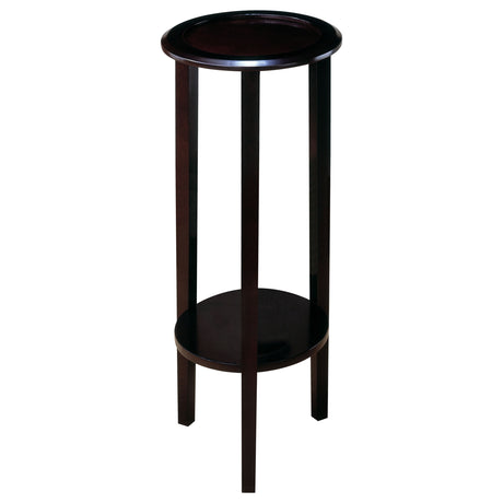 Side Table - Kirk Round Accent Table with Bottom Shelf Espresso