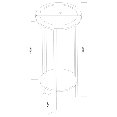 Side Table - Kirk Round Accent Table with Bottom Shelf Espresso