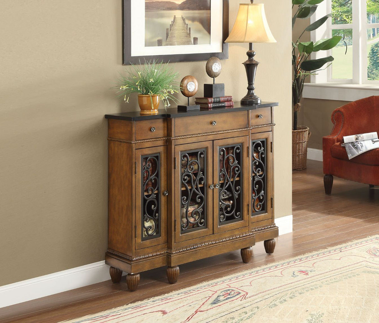 Acme - Vidi Console Cabinet 90108 Oak Finish