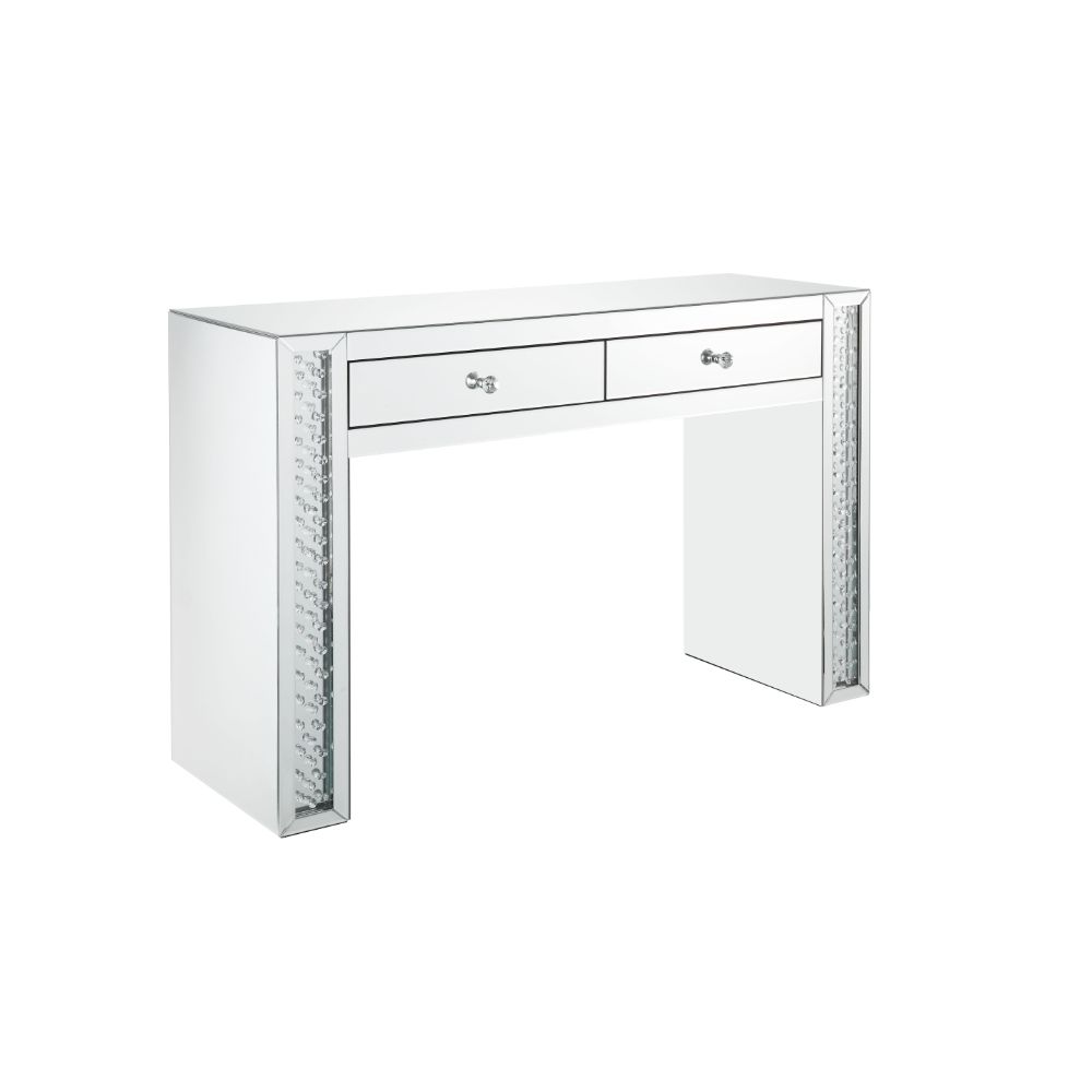 Acme - Nysa Vanity Desk 90157 Mirrored & Faux Crystals