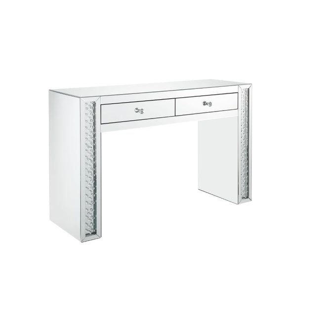 Acme - Nysa Vanity Desk 90157 Mirrored & Faux Crystals