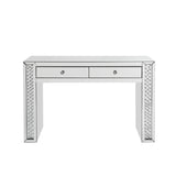 Acme - Nysa Vanity Desk 90157 Mirrored & Faux Crystals