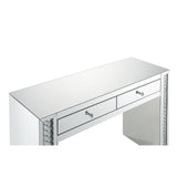 Acme - Nysa Vanity Desk 90157 Mirrored & Faux Crystals