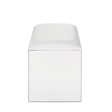 Acme - Nysa Vanity Stool 90158 Ivory Synthetic Leather , Mirrored & Faux Crystals