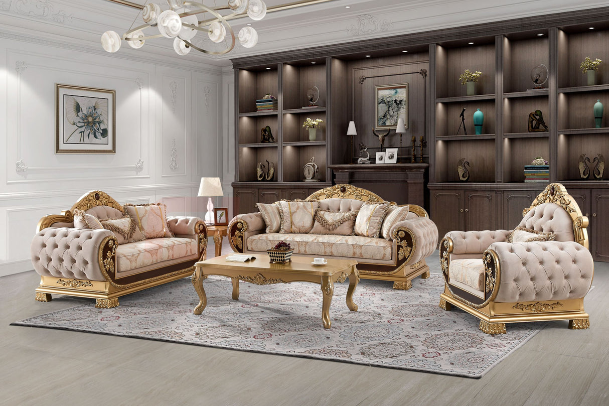 HD-9016 Living Room Set Fabric Upholstered with Solid Wood Frame | Homey Design