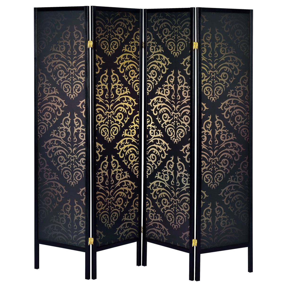 Haidera 4 - panel Damask Pattern Folding Screen Black - 901632 - image - 3