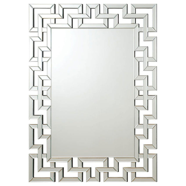 Wall Mirror - Forman Interlocking Greek Frameless Wall Mirror Silver