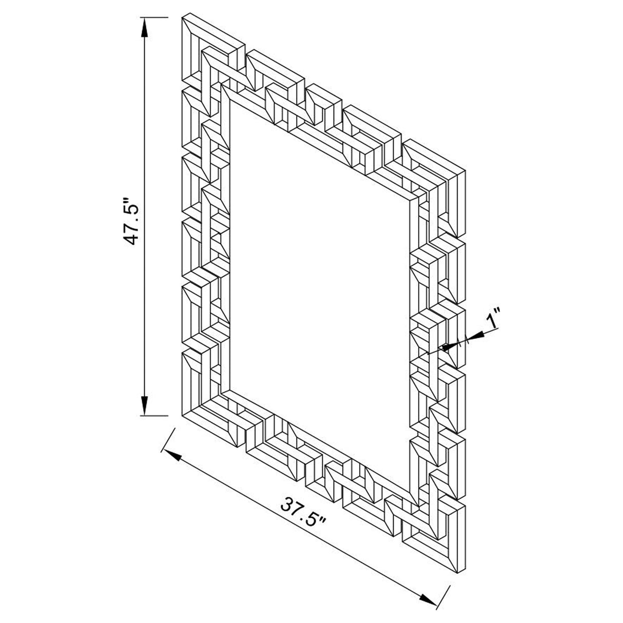 Wall Mirror - Forman Interlocking Greek Frameless Wall Mirror Silver