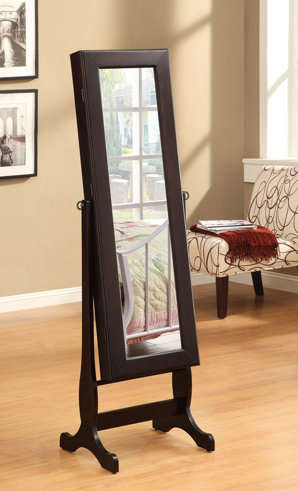 Jewelry Cheval Mirror - Belzar Jewelry Cheval Mirror with Drawers Cappuccino